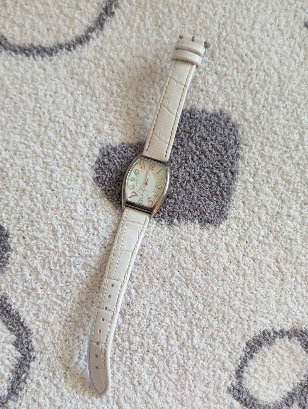 White Leather Strap Women's Watch with Silver Case